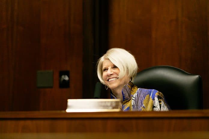 Virginia Haines after being named freeholder director. (Photo by Jennifer Peacock)