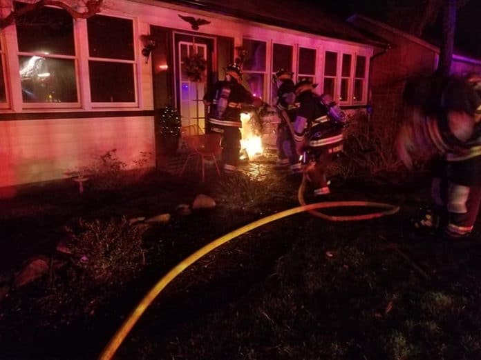 A fire broke out around midnight on the 100 block of Forepeak Avenue. (Photo courtesy Beachwood Volunteer Fire Department)