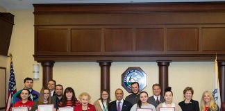 High students from all over Monmouth County were honored by Monmouth County Clerk Christine Giordano Hanlon at the Board of Chosen Freeholders Meeting on Jan. 24. (Photo courtesy Monmouth County)