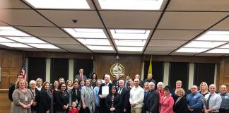 Many township employees came out to wish township zoning officer Sean Kinnevy well on his retirement. (Photo by Judy Smestad-Nunn)