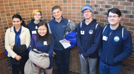 Team B members and their hometowns, from left to right: Penny Demetriades, Point Pleasant Beach; Rebecca Birmingham, Toms River; Estelle Balsirow, Jackson; MATES Science Instructor and Team Advisor Jason Kelsey; Brady Nichols, Manahawkin and Chris Sherman, Point Pleasant Boro. (Photo courtesy OCVTS)