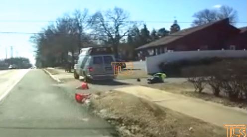 A still from the dashcam video showing the moment after the ambulance struck Howard. (Photo courtesy The Lakewood Scoop)