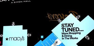 This sign inside the Ocean County Mall advertises new businesses coming to the outline of where Sears used to be. (Photo by Chris Lundy)