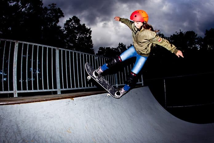 Paige Luyster, 13, skates at the Jackson location. (Photo courtesy Sean Brady from Grit & Grace Skate)