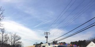 A structure fire that erupted before 1 p.m. closed Neptune Drive and Sextant Road briefly Tuesday afternoon. (Photo courtesy Stafford Police)