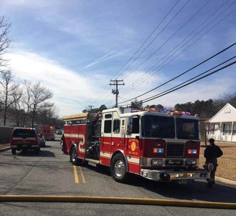 A structure fire that erupted before 1 p.m. closed Neptune Drive and Sextant Road briefly Tuesday afternoon. (Photo courtesy Stafford Police)