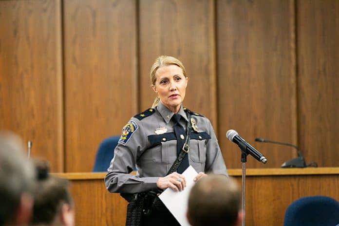 Chief Lisa Parker discusses her findings about the township’s two first aid squads Feb. 11. (Photo by Jennifer Peacock)