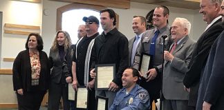 Lifesavers were honored by the Toms River governing body. (Photo by Chris Lundy)