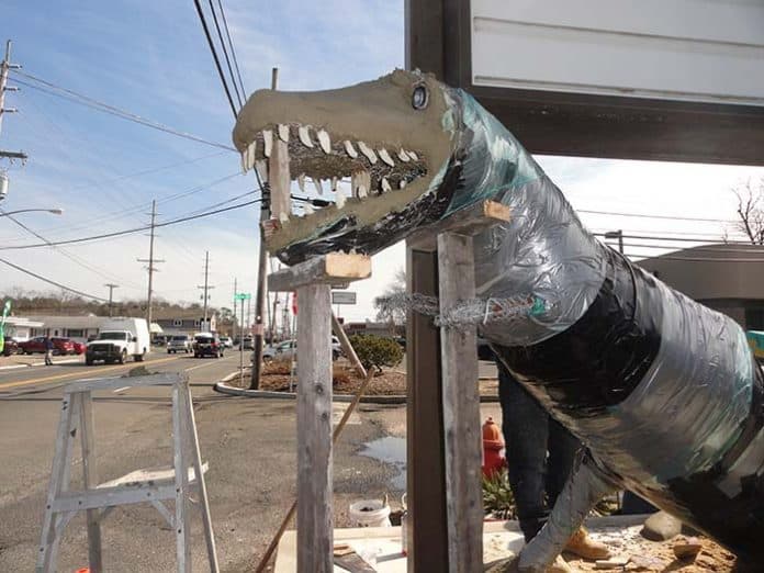 The diner’s dino does not yet have a name. (Photo by Patricia A. Miller)