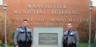 K-9 Officer Steven Wendruff and K-9 Lynk and K-9 Officer Marc Micciulla and K-9 Storm. (Photo courtesy Manchester Township Police Department)