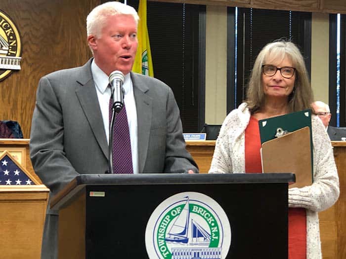 The Brick Library Branch manager Nancy Bonta Voitko was given a proclamation by Mayor John G. Ducey for National Library Week. (Photo by Judy Smestad-Nunn)