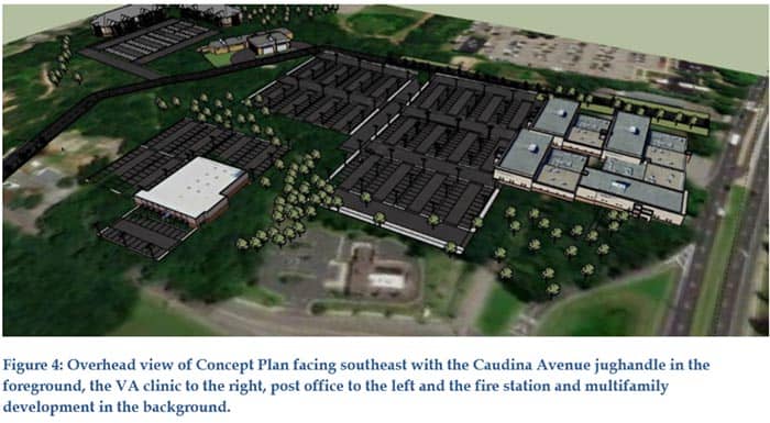 These renderings show possibilities for the redevelopment of the area. (Image courtesy Toms River)