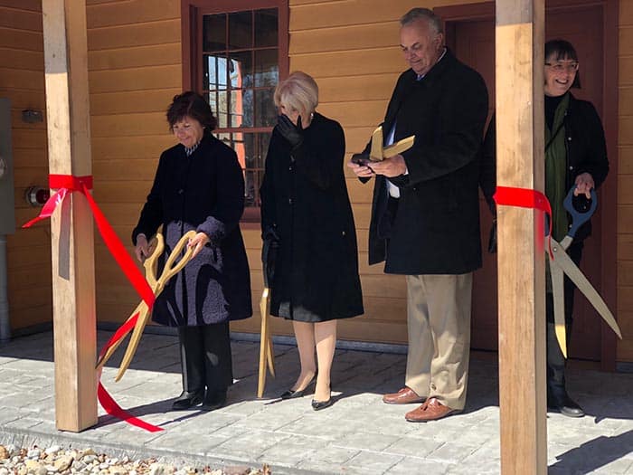 Ocean County officials cut the ribbon on the restored Cedar Bridge Tavern. (Photo by Kimberly Bosco)