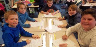 Children were encouraged to write letters to state decision makers. (Photo courtesy Toms River Regional School District)