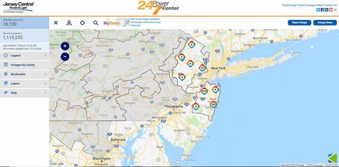 power outages 700 Power outages reported by JCP&L as of 10:15 a.m. Monday. (Graphic courtesy JCP&L)