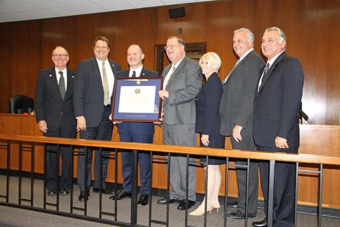 Ocean County Bradley Billhimer and members the Ocean County Prosecutor’s Office were presented with re-Accreditation through the New Jersey State Association of Chiefs of Police through its New Jersey Law Enforcement Accreditation Commission (NJSACOP). (Photo courtesy Ocean County)