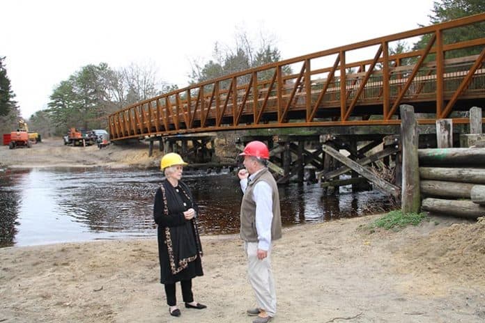 The county announced a 150-foot prefabricated weathered steel trestle was set into place recently. (Photo courtesy Ocean County)