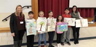 Howell Township third graders celebrated Arbor Day with members of the Shade Tree Commission on April 30. (Photo courtesy Howell Township)