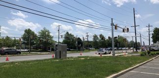 In about a month, drivers will be able to make left turns onto Hooper Avenue out of the shopping centers hosting Target and Michael’s. (Photo by Chris Lundy)