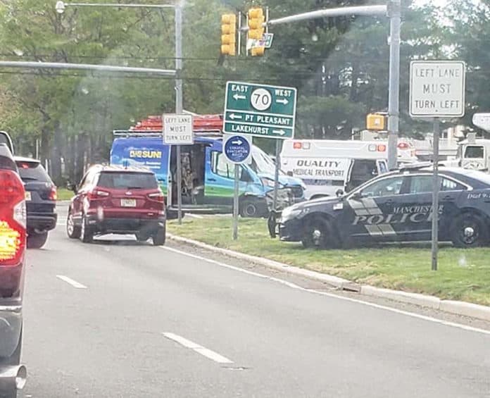 An early morning accident Friday slowed down traffic at a busy intersection in Manchester. (Photo courtesy Ocean County Scanner News)