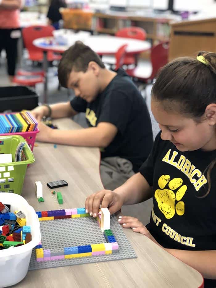 Students and staff explore hands-on alternatives to lectures in the new model classroom space at Aldrich Elementary.  (Photo courtesy Andrew Smith)