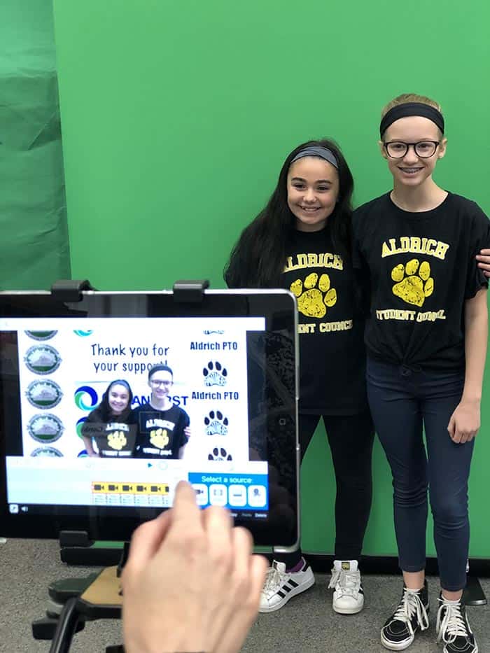 Students and staff explore hands-on alternatives to lectures in the new model classroom space at Aldrich Elementary.  (Photo courtesy Andrew Smith)