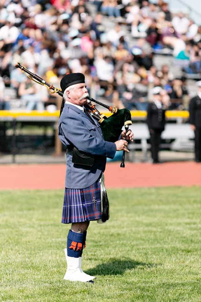 “Amazing Grace” was played on the bagpipes by Robert Solan. (Photo by Jennifer Peacock)