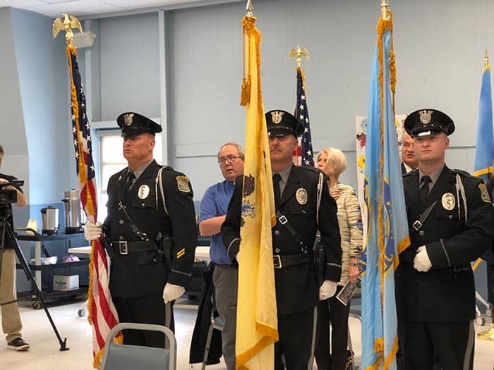 The Ocean County Sheriff’s Office Color Guard performed the posting of colors at the ceremony. (Photo by Kimberly Bosco)