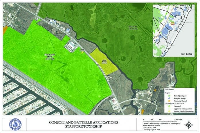 This map shows where the larger purchase is, on East Bay Avenue. (Map courtesy Ocean County)