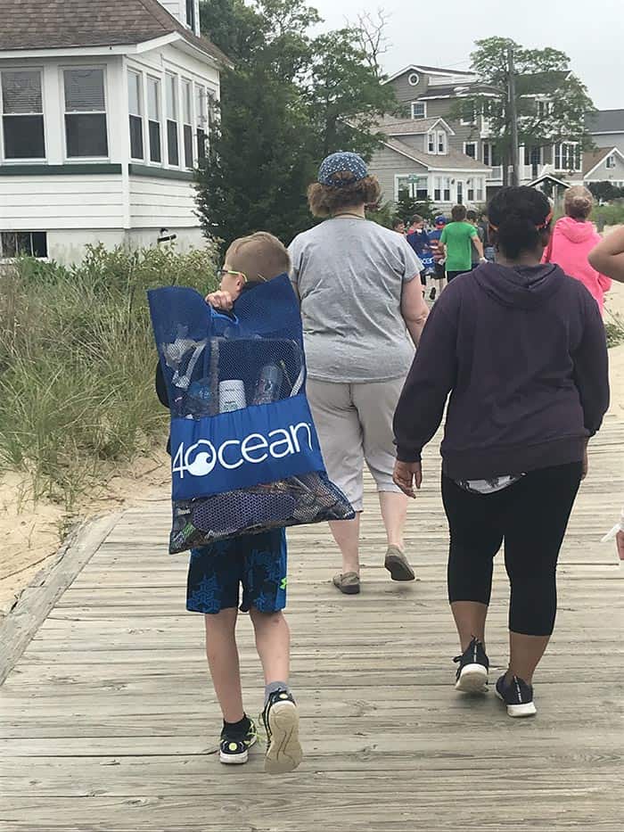 Students did a beach sweep that collected 20 pounds of garbage. (Photo courtesy Ocean Gate PTO)