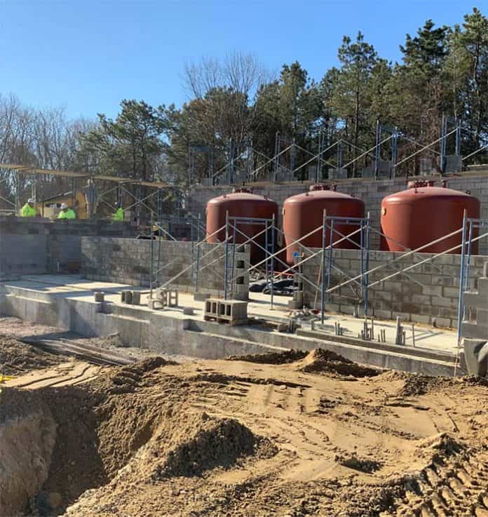 Three iron removal filters under construction. (Photo courtesy Aqua New Jersey)