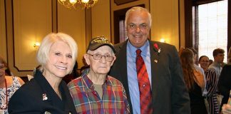 Pictured from left to right: Ocean County Freeholder Director Virginia E. Haines, Chairperson of Ocean County Cultural and Heritage Division, Tony Sercel, a former paratrooper and was a member of the 82nd Airborne during World War II and Freeholder Gary Quinn. (Photo courtesy Ocean County Freeholders)