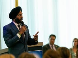 Gurbir Grewal talks to students about this journey to becoming New Jersey State Attorney General at Toms River High School North June 5. (Photo by Jennifer Peacock)
