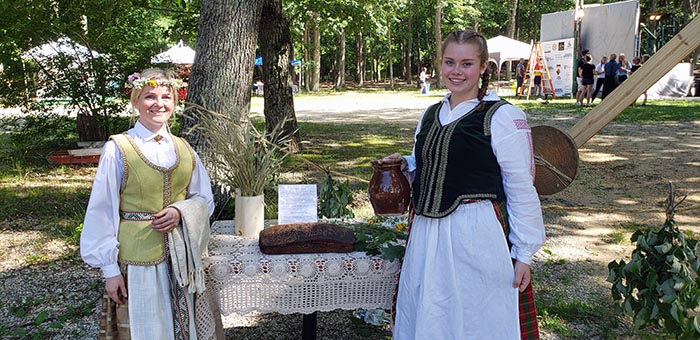 Loreta Mastauskiene and Greta Karakaj, both of Jackson, were among those who wore native costuming. (Photo by Bob Vosseller)