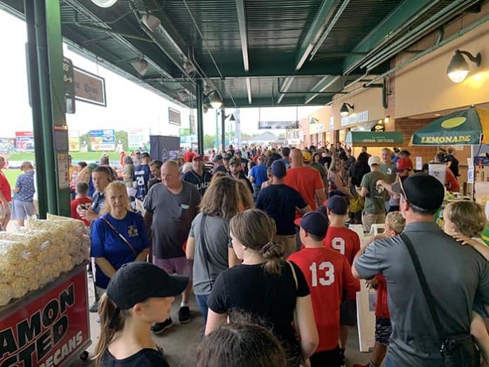 The packed house at First Energy Park in Lakewood for Military Appreciation Night. (Photo courtesy Think Media Communications)