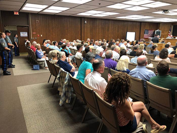 It was a crowded meeting as the Board of Adjustment discussed the proposed banquet hall. (Photo by Judy Smestad-Nunn)