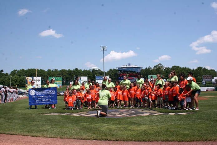 The students sang the national anthem, an annual tradition. (Photo courtesy The Goddard School of Route 70)