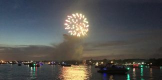 People in boats had a front row seat to the fireworks show. (Photo by Judy Smestad-Nunn)