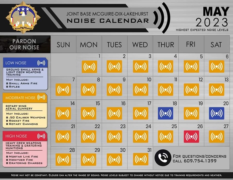 Moderate Training Noise At Join Base For May - Jersey Shore Online