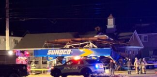 Wind Damages Gas Station In Ocean County