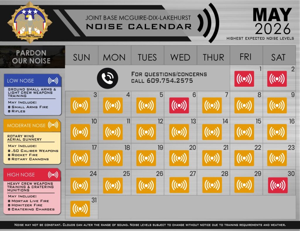 The Sounds Of Freedom: Joint Base Releases May Noise Schedule