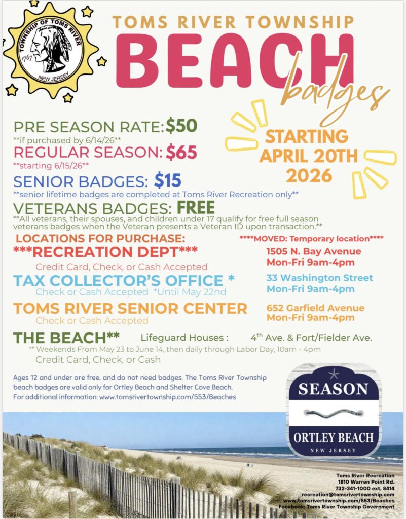 Toms River To Start Beach Badge Sales