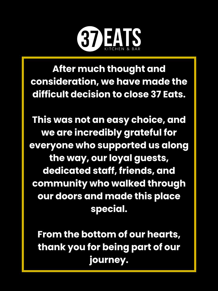 37 Eats Restaurant Closes In Toms River